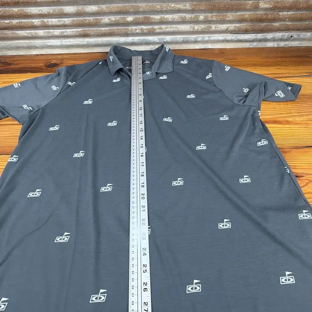 Oakley Hydrolix Golf Flag Print Gray Performance Stretch Polo Shirt Mens Sz XXL